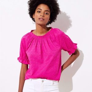 LOFT Eyelet Puff Sleeve Top